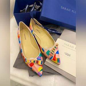 Sarah Flint Natalie Flat Special Edition Hand Painted Sz 38 $950 Retail